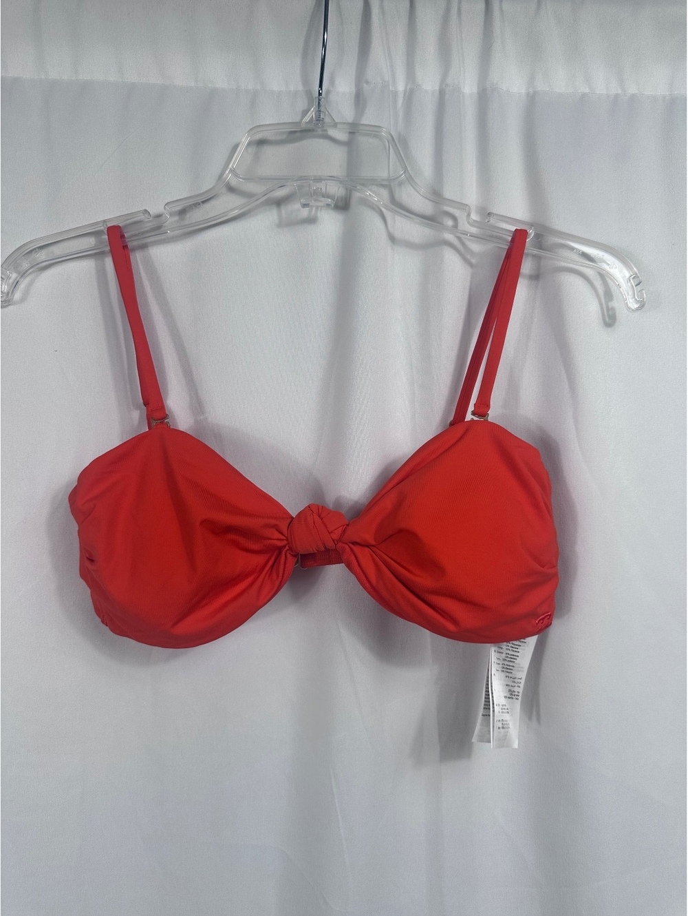 Billabong Orange Red Knot Front Bikini Top Size Large